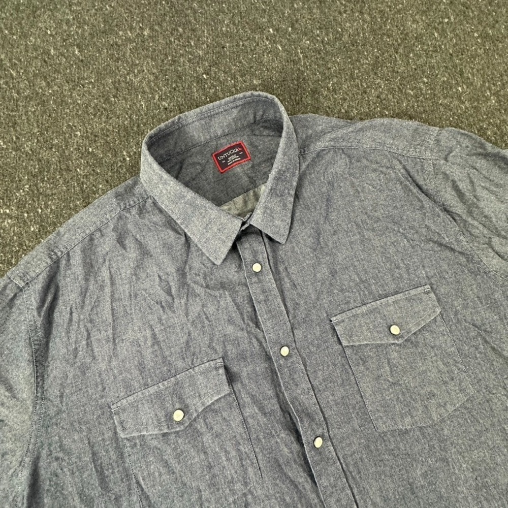 UNTUCKit men's XXXLC Pearl Snap Button Up Classic fit Shirt Pockets Blue Cotton